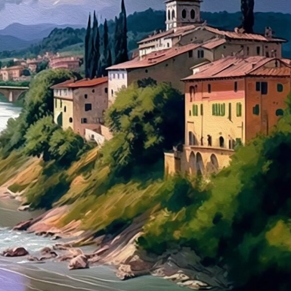 Italy Fantasy Art Watercolor‎ Oil Painting Print - Picture 4 of 6